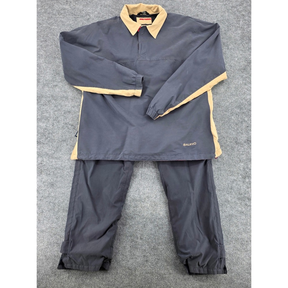 Baleno Golf Collection Mens XL Tracksuit Set Navy Tan Windbreaker Pullover Pants